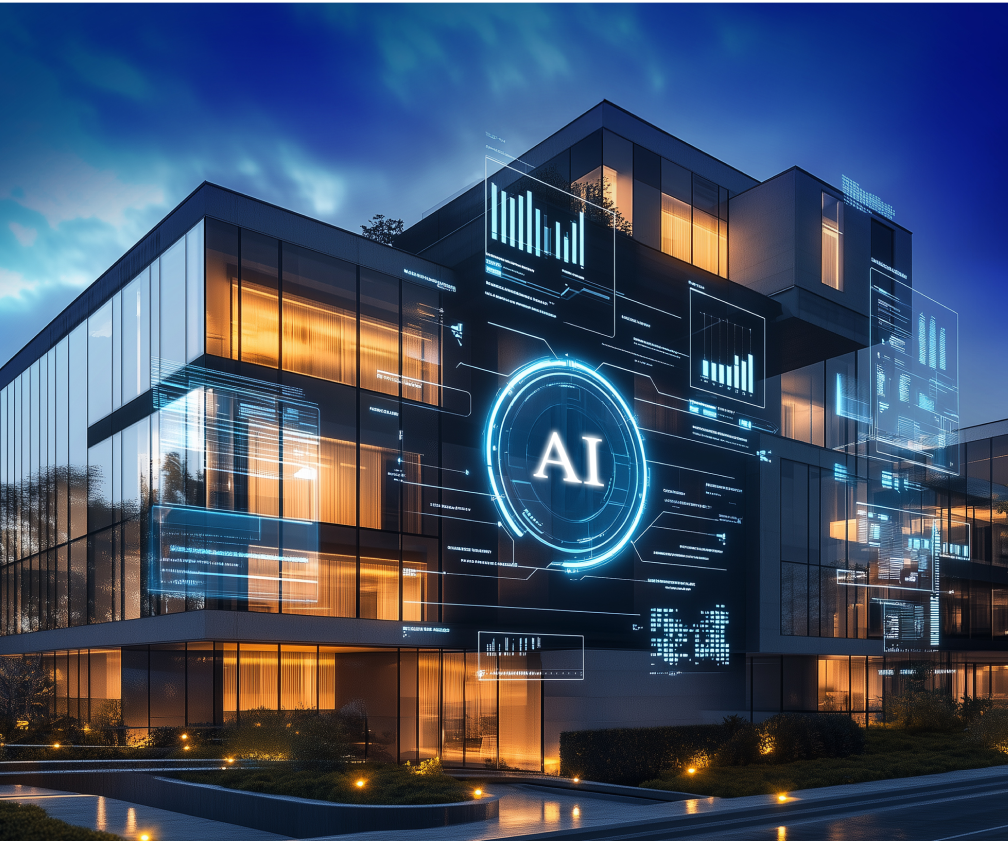 AI Office building at night 